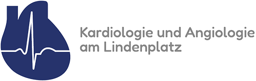 Logo der Kardiologie und Angiologie Praxis am Lindenplatz in Lübeck - Ein dunkelblaues Herz als Symbol mit Herzschlag